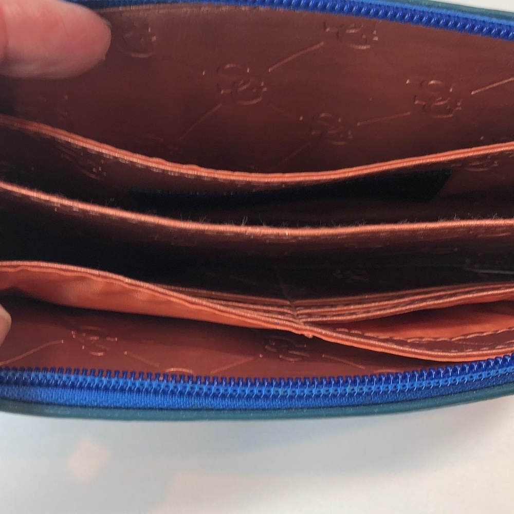 La Gioe di Toscana by Sharon Gioe Blue Leather Women's Wallet NEW - Picture 8 of 16